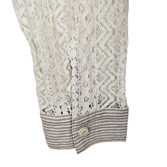 A'REVE Striped Lace Button Up Shirt - Picture 6 of 9